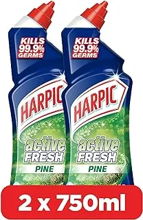 Harpic Pine Active Fresh Toilet Cleaner, 750ml (Pack of 2)