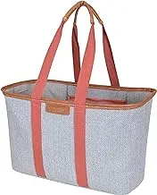 Clevermade Snapbasket Luxe - REUsable Collapsible Durable Grocery Shopping Bag With Reinforced Bottom - Large Heavy Duty Canvas Carryall Tote, HerrinGBone, Not Insulated