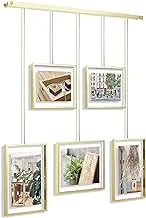 Umbra Exhibit Picture Frame Gallery Set Adjustable Collage Display For 5 Photos, Prints, Artwork & More (Holds Two 4 X 6 Inch And Three 7 Images), Normal, Brass