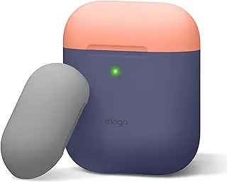 جراب Elago Duo لسماعات Airpods - Body-Jean Indigo / Top-Peach ، رمادي