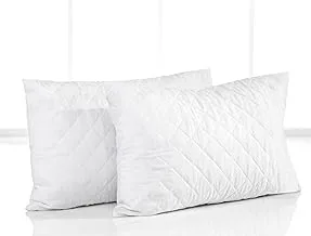 MAESTRO-INTERHOME Quilted Pillow Protector Set (2Pcs) Microfiber White 50X75Centimeter