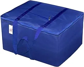 Fun Homes Rexine Jumbo Underbed Moisture Proof Storage Bag With Zipper Closure And Handle (Royal Blue) (Fun0317)