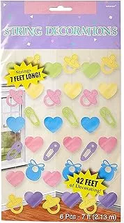 Amscan Baby Shower String Decorations Set, Blue, 210 cm, 6 Pcs