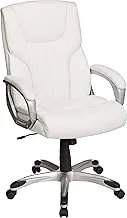 Amazon Basics Executive Home Office Desk Chair with Padded Armrests, Adjustable-Height/Tilt Rolling Swivel Chair - White/Pewter, 275Lb Capacity