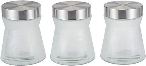 Harmony 680ml Table Top Frosted Glass Jar With Metal Cover - 3 Pieces