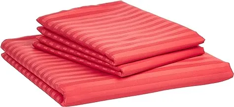 Ultra Soft Cotton Striped Orange King Size Bed Sheet - 3 Piece Set