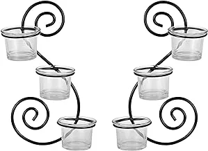 Harmony 2724623318868 Candle Holder With 2 Metal Hanger 6 Piece Set, Glass