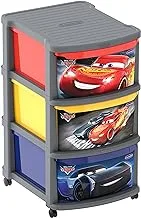 Cosmoplast Disney Pixar Cars Multipurpose Storage Cabinet 3 Drawers With Wheels, Disney Pixar Cars Multipurpose Storage Cabinet 3 Drawers With Wheels, Ifdicrsst544, L 52 X W 42 X H 70 cm