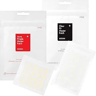 Cosrx [1 + 1 Pack] Acne Pimple Master Patch, 24 Patch + Clear Fit Master Patch, 18 Patches, white