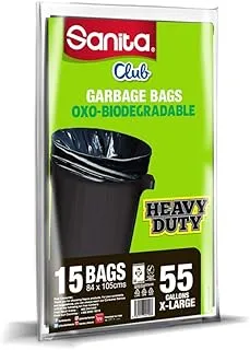 Sanita Club Garbage Bags Biodegradabel Flat,55 Gallons X-Large 15