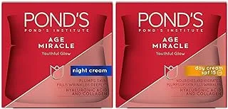 Pond's Age Miracle Day + Night Cream for Youthful Glow, 24-hour wrinkle correcting glow, 50g (Pack of 2)