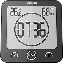 Baldr Digital Shower Clock With Timer - Waterproof Shower Timer For Kids And Adults - Bathroom Clock That Displays Time And Temperature - Battery Operated Digital Clock And Waterproof Timer - Black