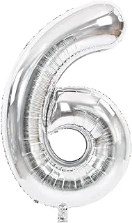 TONIFUL 40 Inch Silver Large Numbers Balloons 0-9, Number 6 Digit Helium Balloons, Foil Mylar Big for Birthday Party Anniversary Supplies Decorations