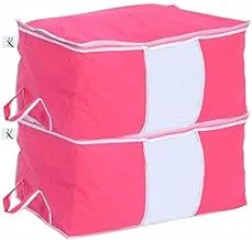 Kuber IndUStries Big Underbed Storage Bag,Storage Organiser Set Of 2 Pcs - Pink (Code-Undb010), Kubmart04495, 65X47X33 Cm