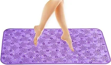 Kuber Industries Flower Design PVC Non Slip Bath Mat with Suction Cups 27