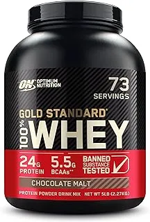 Optimum Nutrition (ON) Gold Standard 100% Whey Protein Powder Primary Source Isolate, 24 Grams of Protein for Muscle Support and Recovery - Chocolate Malt, 5 Lbs, 73 Servings (2.27 KG)