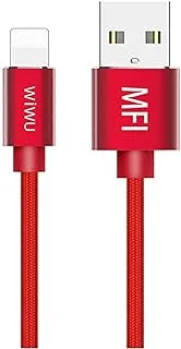 WIWU WP201 Lightning To USB Cable Extreme Speed Data Cable 2.4A, Red - 1m