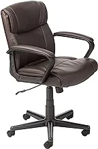 Amazon Basics Padded Office Desk Chair with Armrests, Adjustable Height/Tilt, 360-Degree Swivel, 275Lb Capacity - Dark Brown