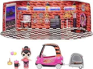 L.O.L. Surprise! Furniture B.B. Auto Shop With Spice Doll And 10+ Surprises, Doll Car Set, Accessories