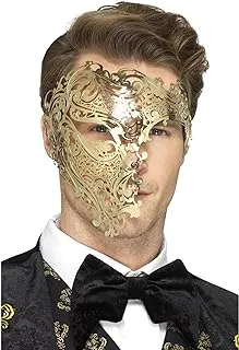 Smiffys 48164 Deluxe metal Filigree Phantom Mask, Gold, One Size