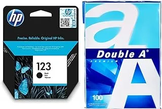 HP 123 Black Original Ink Cartridge F6V17AE & - Printer Copy Paper, Size A4, GSM 80, 100 Pages Ream