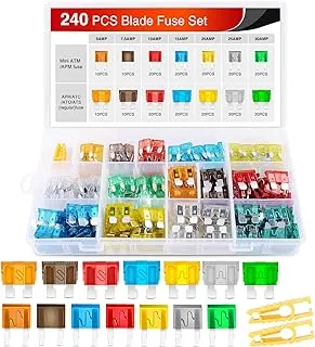 Nilight - 50018R 240Pcs Standard And Mini Blade Fuses Set,5A 7.5A 10A 15A 20A 25A 30A Atc Apr Ato Ats Standard And Atm Apm Mini Automotive Blade Fuse Assortment Kit,2 Years Warranty