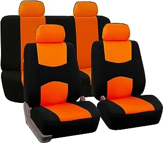 FH Group Automotive Seat Covers Orange Universal Fit Full Set Flat Cloth Fabric Fits Most Cars, Suvs, Trucks, And Vans FB050ORANGE114