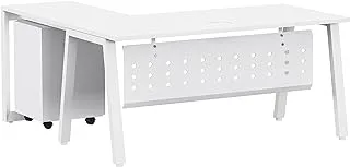 Mahmayi Bentuk Modern Workstation, W 160 X D75 X H75cm, White, 139-16L, 139-16L_White