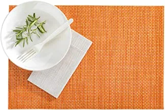 Amalfi Basketweave Papaya Vinyl Woven Placemat - Heat Resistant, Stain Resistant 16