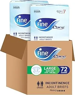 Fine Care Incontinence Unisex Adult Diaper Brief, Large, waist size 100 - 140 cm (39 – 55 Inch), 72 diapers with Maximum Absorbency and Leak Protection 18 x 4