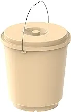 Cosmoplast EX 18L Round Plastic Buckets with Lids & Metal Handles, Ivory