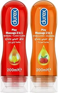 Durex Play Stimultrating Massage 2in1 Lube arousing Guarana, 200ml Gel + Sensual with Ylang Ylang,