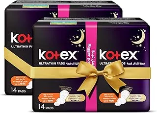 Kotex Ultra Thin Pads, Overnight Protection Sanitary Pads with Wings, 28 Sanitary Pads