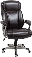 Amazon Basics Big & Tall Executive Computer Desk Chair With Lumbar Support, Adjustable Height and Tilt, 158.76 KG Capacity, Black With Pewter Finish, 72.39 CM D x 76.84 CM W x 1.22 M H