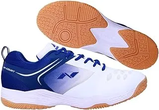 Nivia HY - Court 2.0 Badminton Shoes (White/Blue, 7 UK / 8 US / 41 EU) | For Mens and Boys | Non - Marking Round Sole