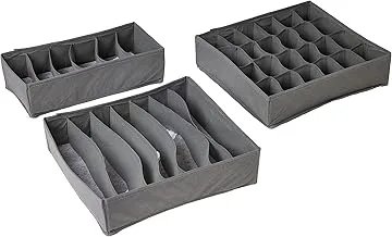 Coolbaby, Underwear Organizer Storage Box of 3, Grey