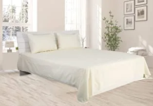 Hotel Linen King Bed Sheet 3Pcs Set , 100% Cotton 250Tc Sateen Solid Dyed, Size: 260X280Cm + 2Pc Pillowcase 50X75Cm ,Cream