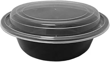 SNH Disposable Round Microwave Container – HD 48 Oz - 24 Pieces.