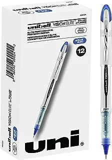 uni-ball Vision Elite Rollerball Pens Bold Point, 0.8mm, Blue, 12 Pack