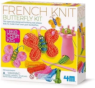 4M 404765 Little Craft Spool Knit Butterflies Kit الفرنسية ، متعددة الألوان