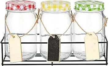 Harmony 2724623314358 Glass Jar With Metal Rack And Lid - 3 Pieces