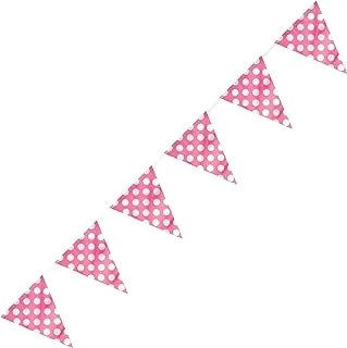 Unique Decorative Dot Flag Banner 12 Feet Size, Hot Pink