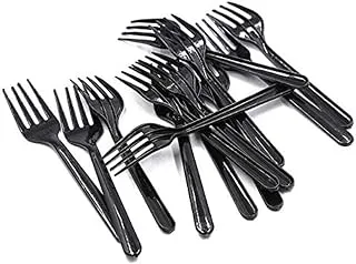 Black Plastic Fork - Heavyweight Disposable Fork, Heavy Duty Black Cutlery - Plastic Utensils - Perfect For Parties And Restaurants - 50 Pieces.