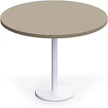 Mahmayi Round Pantry Table - Simple Modern Coffee Table for Home Office, Bistro, Balcony, Lawn, and Breakfast Nook - Stylish & Functional Furniture Piece for Versatile Use(100 cm Dia, Linen)