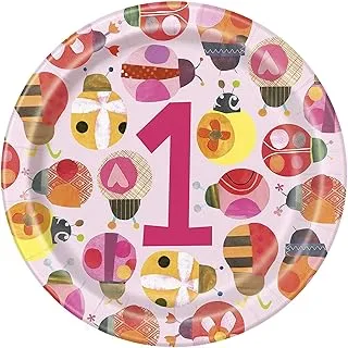 Unique Party 73325 - 23cm Ladybug 1st Birthday Paper Plates, Pack of 8