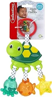 Infantino Infantino-Jingle Sea Charms Turtle (Green) |Stroller & High Chair Toys|Baby Soft Plush Toys|