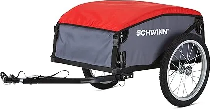 Schwinn Day Tripper Cargo Bike Trailer, Folding Frame, Quick Release Wheels, Red,Yellow