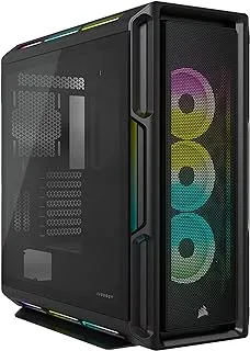 CORSAIR iCUE 5000T RGB Mid-Tower ATX PC Case-208 RGB LEDs قابلة للعنونة بشكل فردي - تناسب مشعات 360 مم متعددة - إدارة الكابلات السهلة -3 متضمنة CORSAIR LL120 RGB Fans