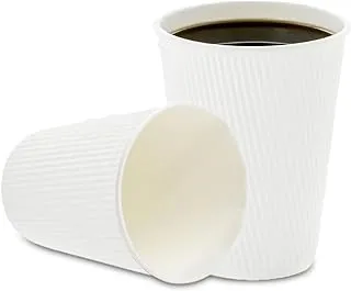 Restaurantware Rwa0279W 500-Ct Disposable White 12-Oz Hot Beverage Cups With Ripple Wall