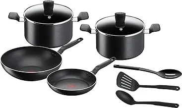 Tefal Aluminum Super Cook Non-Stick Cookware Set, Black, 9Pcs, B459S984, Online Exclusive